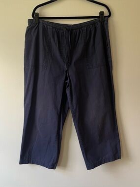 L.L. Bean Cotton Capri Pants Blue Women's Large Coastal Summer Travel